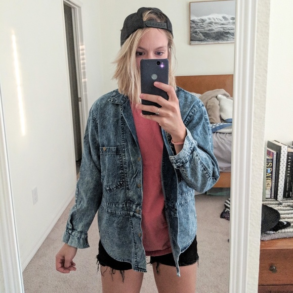 ⚡Vtg 90s Acid Wash Lightweight Denim Jean Jacket - Picture 2 of 6